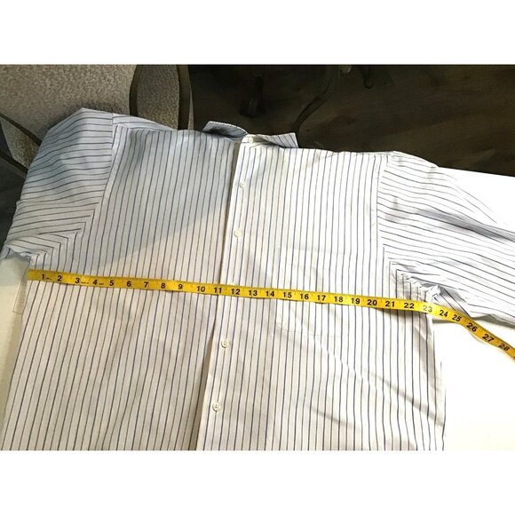 GEOFFREY BEENE-MEN STRIPED WHITE/BLUE LONG SLEEVE BUTTON-DOWN SHIRT SIZE NECK 17 - Picture 5 of 6
